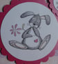 Happy Birthday Card - Rabbit with Pink Flower - Image 4