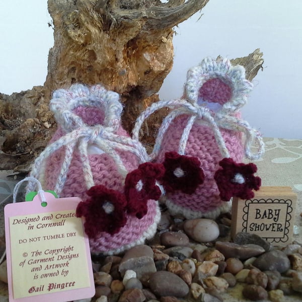 Luxury Aran Baby Girl's Shoes with wool 3-9 months (Help a Charity)