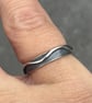 Silver Wave Ring, oxidised band, silver River Ring, 4mm band, wedding ring, wave - Image 4