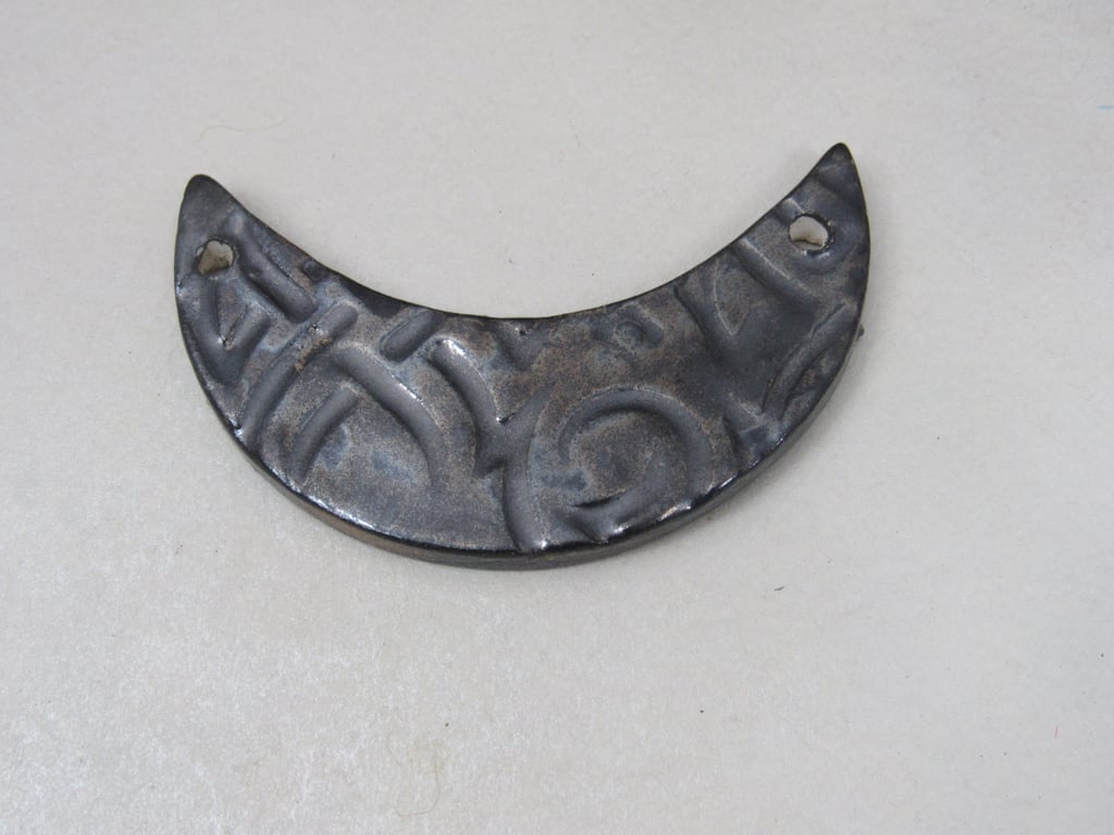 Metallic Pewter Celtic Ceramic Crescent Bib Pendant