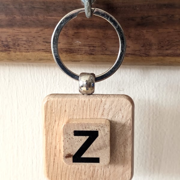 Alphabet letter tile wooden keyring - bagcharm - Z