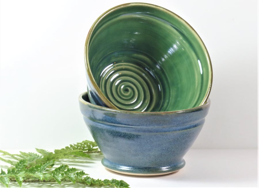 Clear Summer Landscape Breakfast Soup Salad Tapas Bowls Ceramic Stoneware 