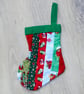 Small Scrappy Fabric Hanging Christmas Stocking - Image 4