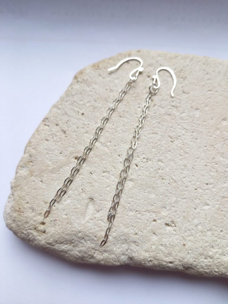 Seconds Sunday Dainty Sterling Silver Statement Chain Earrings