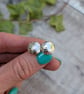 Sterling Silver Dome Disc Stud Earrings with Leaf Pattern - JBJ3037 - Image 7