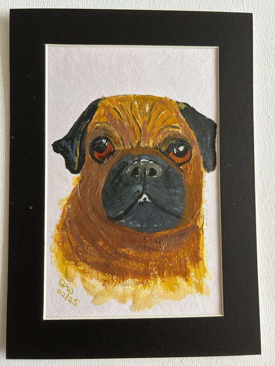 Pug portrait original art 5x7" 