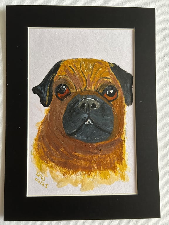 Pug portrait original art 5x7" 