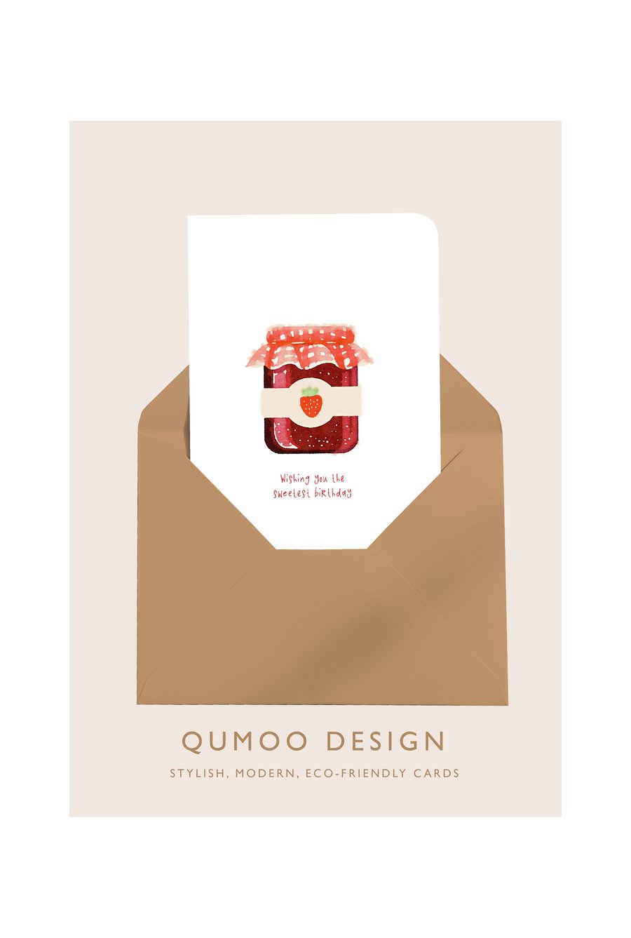 strawberry jam sweetest birthday blank greetings card (QM265)