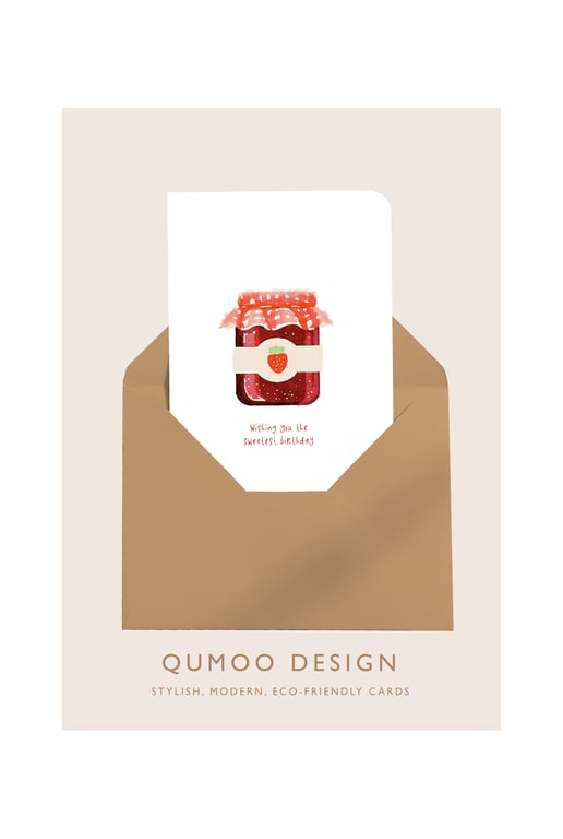 strawberry jam sweetest birthday blank greetings card (QM265)