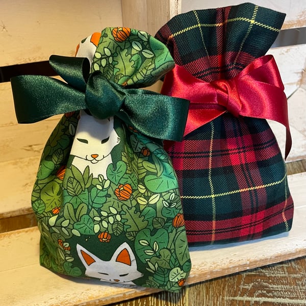 Christmas pouch pair - fox and tartan - UK delivery free