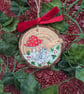 Mouse hand-painted Christmas log slice decoration  - Image 7