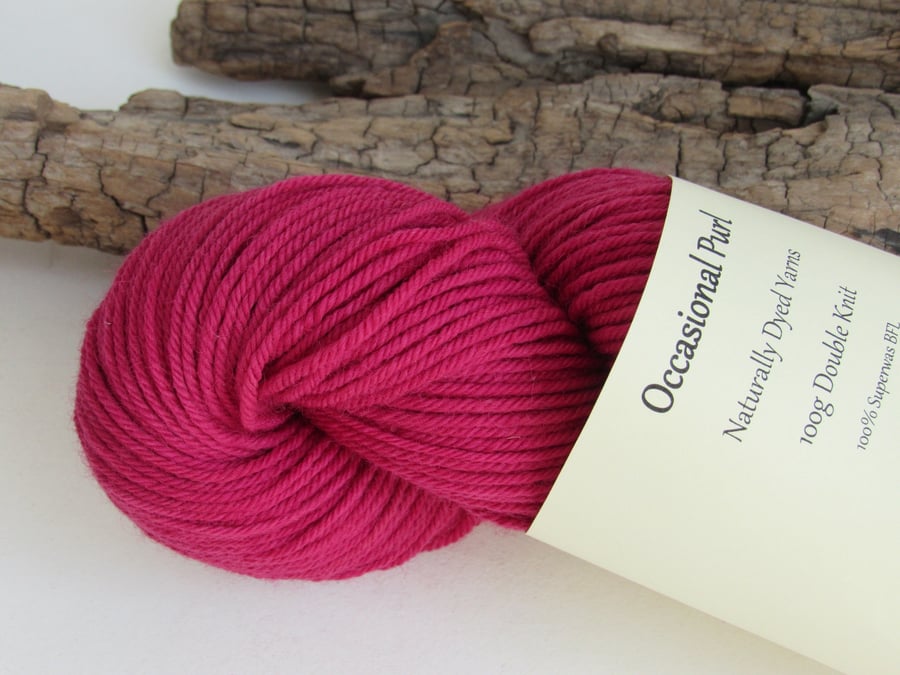 100g Dark Fuchsia Pink Dyed British BFL DK Wool Yarn