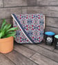 Upcycled Coffee Sack -  Crossbody Shoulder Bag - Blue pattern