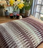 Rosanna cushion: Aubergine, Misty Woods & Sea Mist Blue. Handwoven in Wales - Image 5