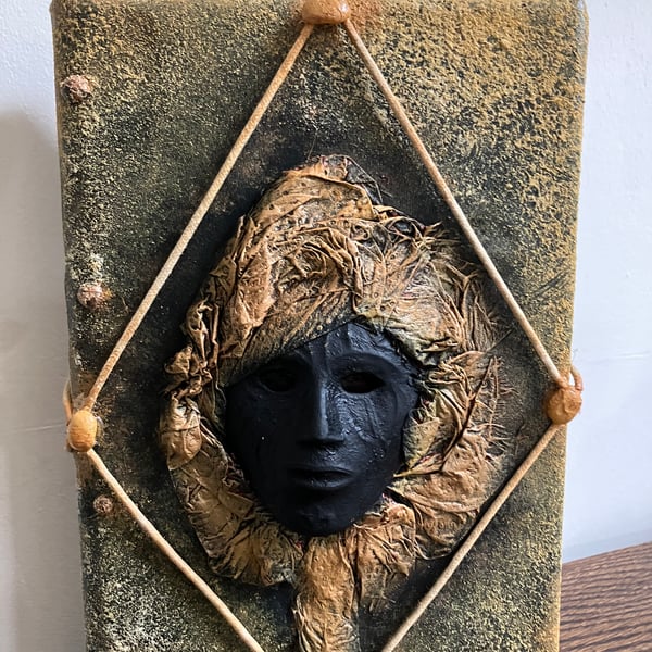 The WATCHER Dark Fantasy Altered Book 3D Sculpted Mask Art Dark Academia