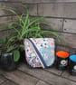 Upcycled Coffee Sack-Mini Shoulder Bag-Blue and peach floral