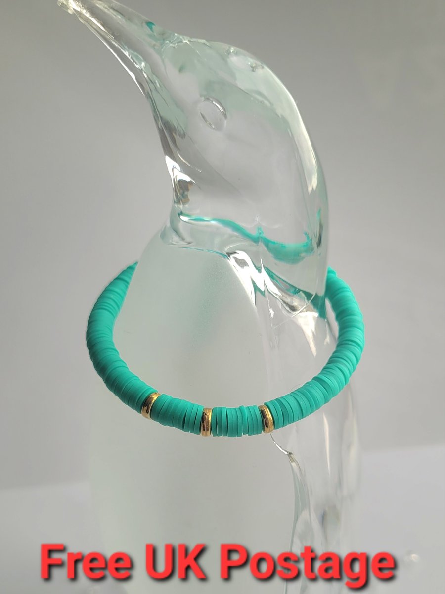 Turquoise polymer clay bracelet