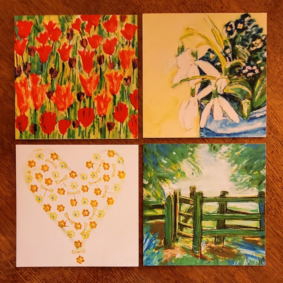 Set of 4 square cards