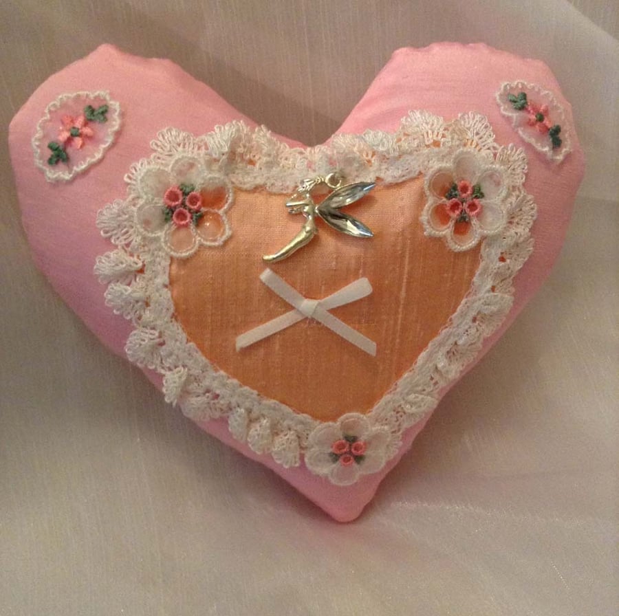 Pretty little tooth fairy heart cushion