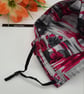 Face mask, large, adjustable, 3 layer,  washable in pink and grey  - Image 9