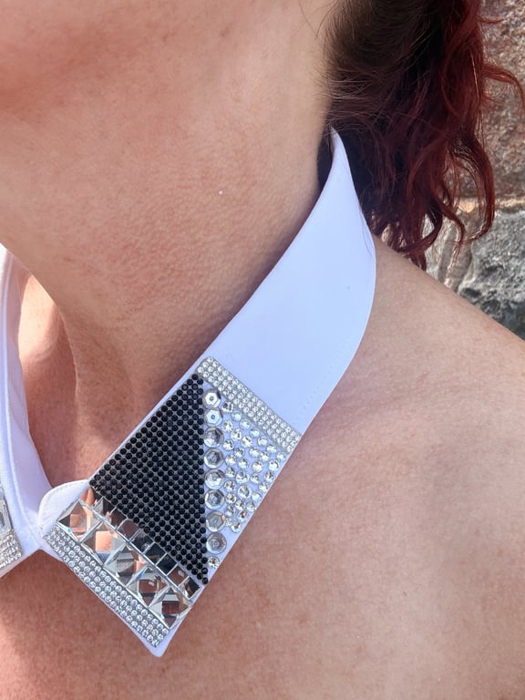 Embellished Neckcessorie - white & black & crystal rhinestones