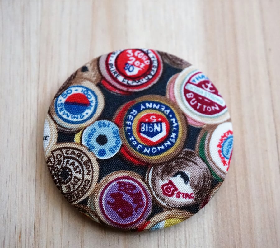 Sewing Bobbin Fabric Pocket Mirror