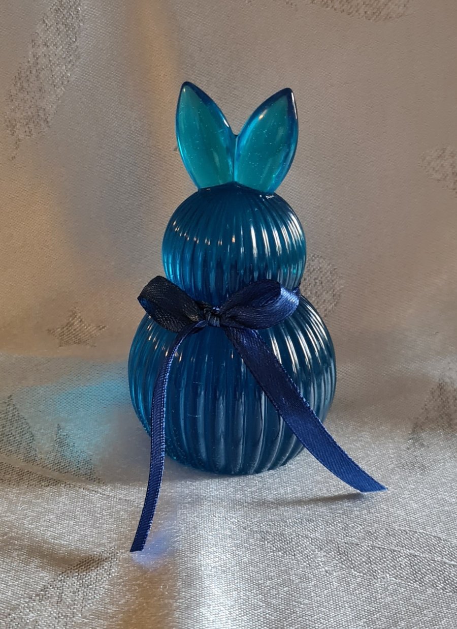 Little Blue coloured Spring Bunny Ornament - Resin