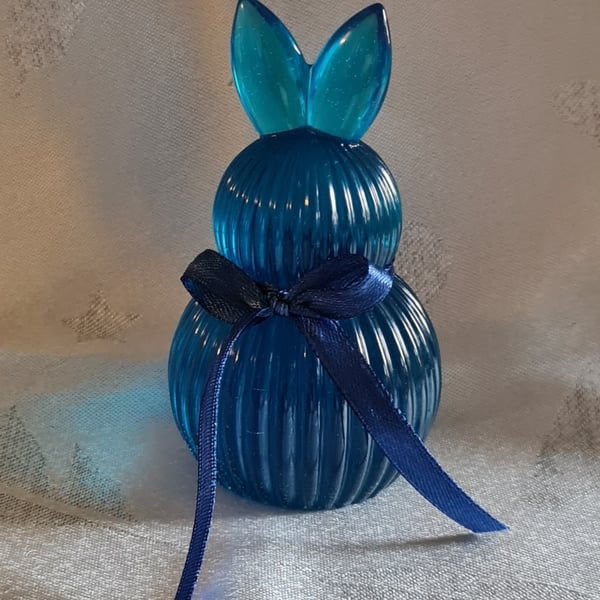 Little Blue coloured Spring Bunny Ornament - Resin