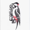 Original lino cut print "Woodpecker" 