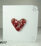 Red speckled heart handcrafted fused glass blank card (317)