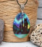 The lonely outpost. Pyrography aurora castle inspired wooden pendant. - Image 1