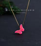 Pink Butterfly With 925 Sterling Silver Necklace - Image 2