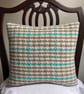 Angharad cushion - Aqua Blue 14" square. Handwoven in Wales - Image 4