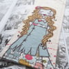 freemotion embroidered zombie girl fabric bookmark