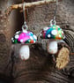Small Colourful Galaxy Mushroom Earrings  - Image 2