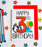 Happy 3rd Birthday card, Cute Animal Third Birthday for 3 Year Old Boy or Girl  - Image 8