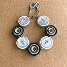 Sailor theme nautical colors - Vintage Button Adjustable Bracelet - Handmade