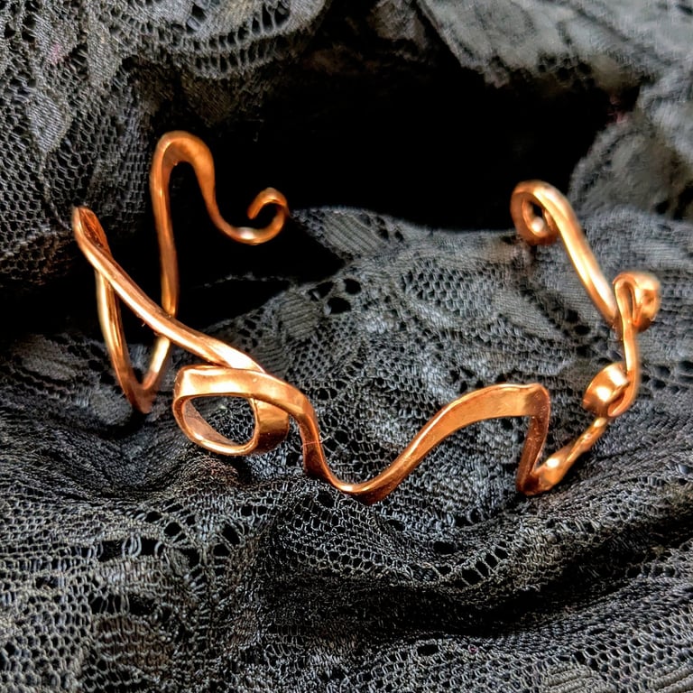 Swirly Copper Cuff Made in an Art Nouveau Style