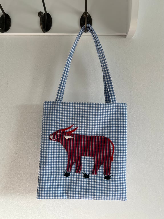 Yak Tote Bag in Blue Gingham 