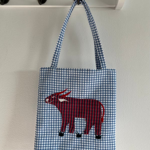Yak Tote Bag in Blue Gingham 