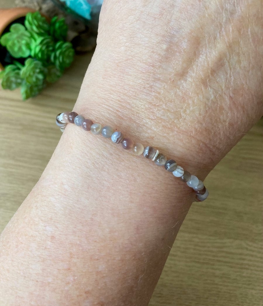 Dainty Genuine Botswana Agate Bracelet