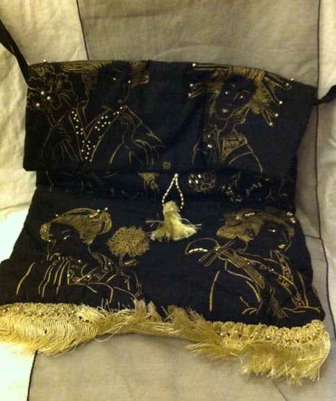  Pretty black geisha print cotton bag