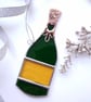 Stained Glass Champagne Bottle Ornament