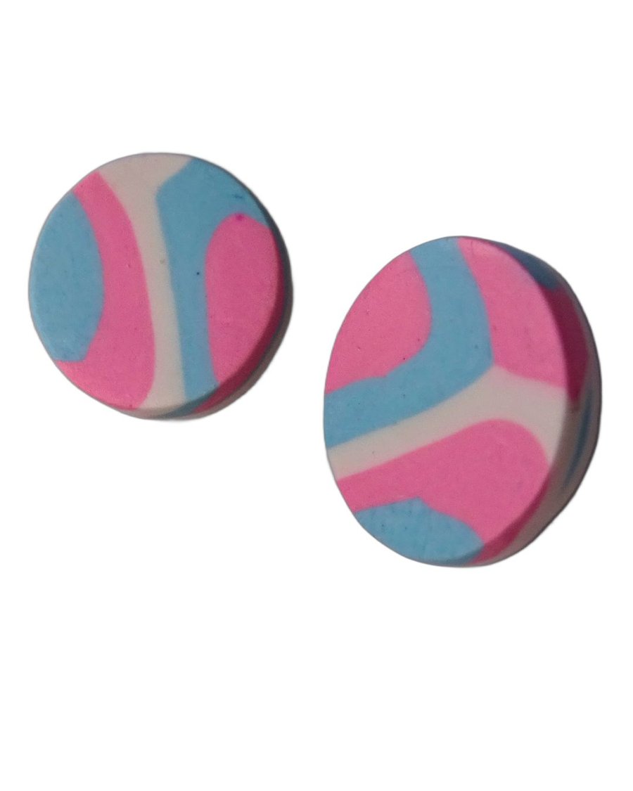 Bubblegum Breeze Polymer Clay Stud Earrings – Handmade