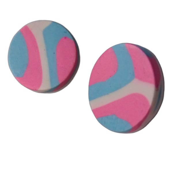 Bubblegum Breeze Polymer Clay Stud Earrings – Handmade