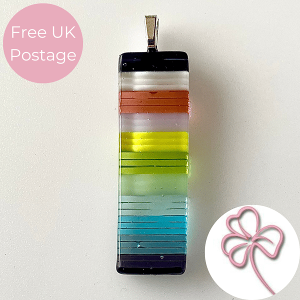 Rainbow Stripe Glass Pendant 