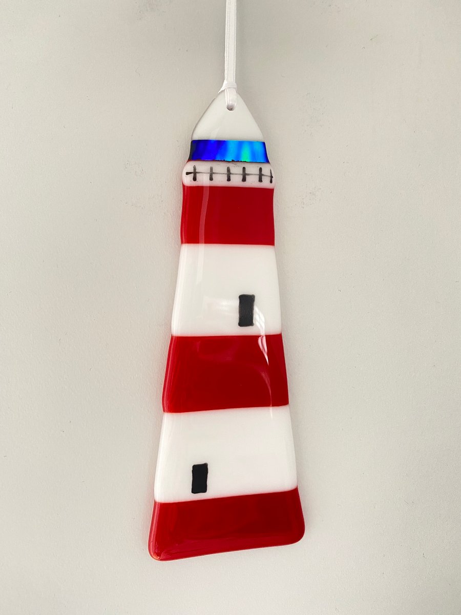  Bespoke Fused glass lighthouse - glass hanging decoration 