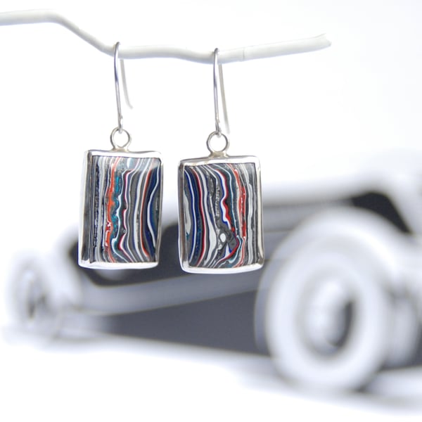 Fordite earrings - oblong Jeep