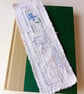 Hand Embroidered Bookmark - Blue Flower - Created using Upcycled Vintage Fabric - Image 4