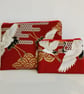 Elegant Japanese Crane Embroidered Zipper Pouch - Small Size - Image 2